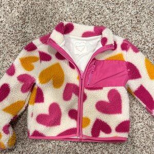 btween Pink and Yellow Heart Fleece Jacket